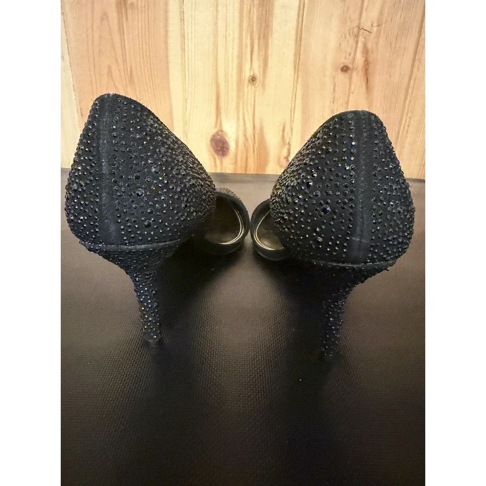 Coach Hollis Pumps Heels Size 9.5 Black Rhinestone Stiletto Pointed Toe 3.5 In